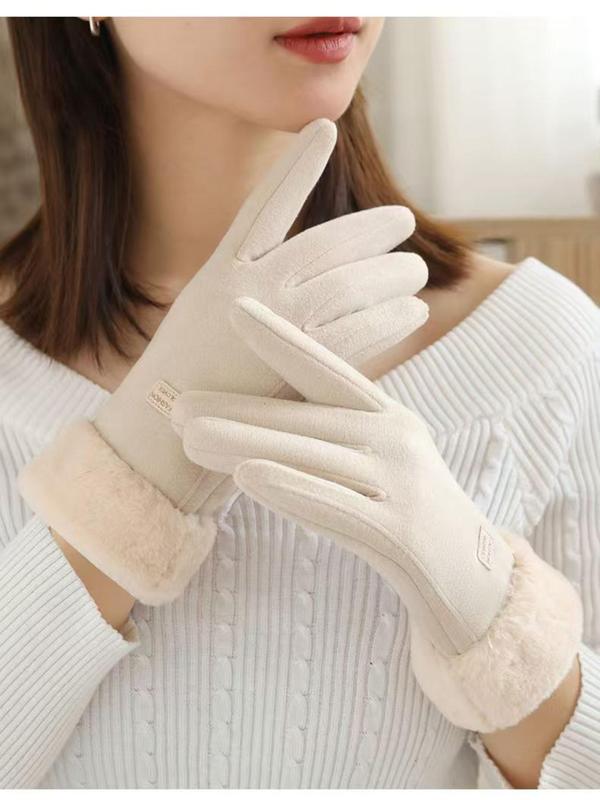 Women's Solid Touch Screen Gloves, Casual Trendy Warm Gloves, Fashionable Gloves for Fall & Winter