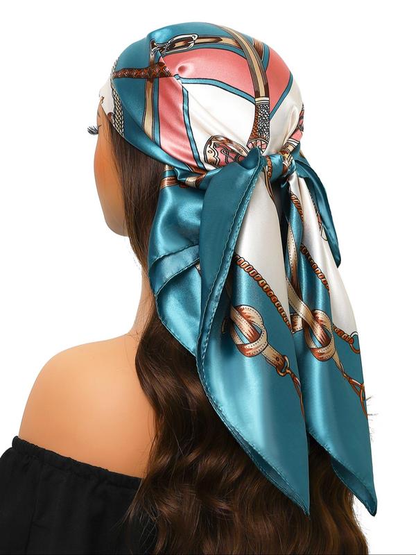 Fashionable Scarf, Chain Print Square Scarf for Women & Men, Casual Versatile Scarf for Daily Wear, Fashion Accessories for Party, Daily Clothing Decor
