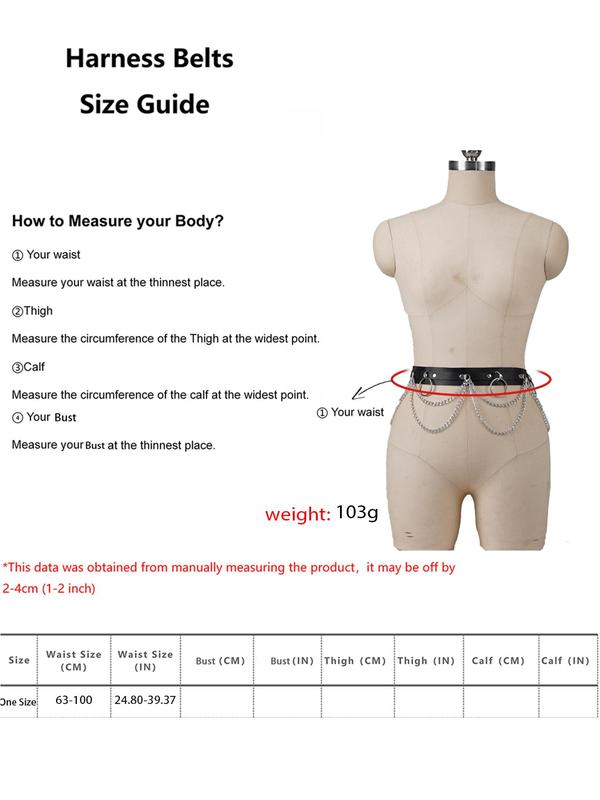 Women's Fashion Chain & O-ring Design Chain Belt, Rivet Decor Tiered Layer Design Waistband for Party, Daily Clothing Decor