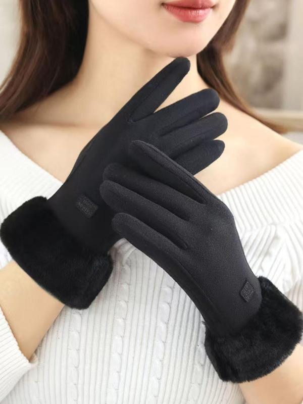 Women's Solid Touch Screen Gloves, Casual Trendy Warm Gloves, Fashionable Gloves for Fall & Winter