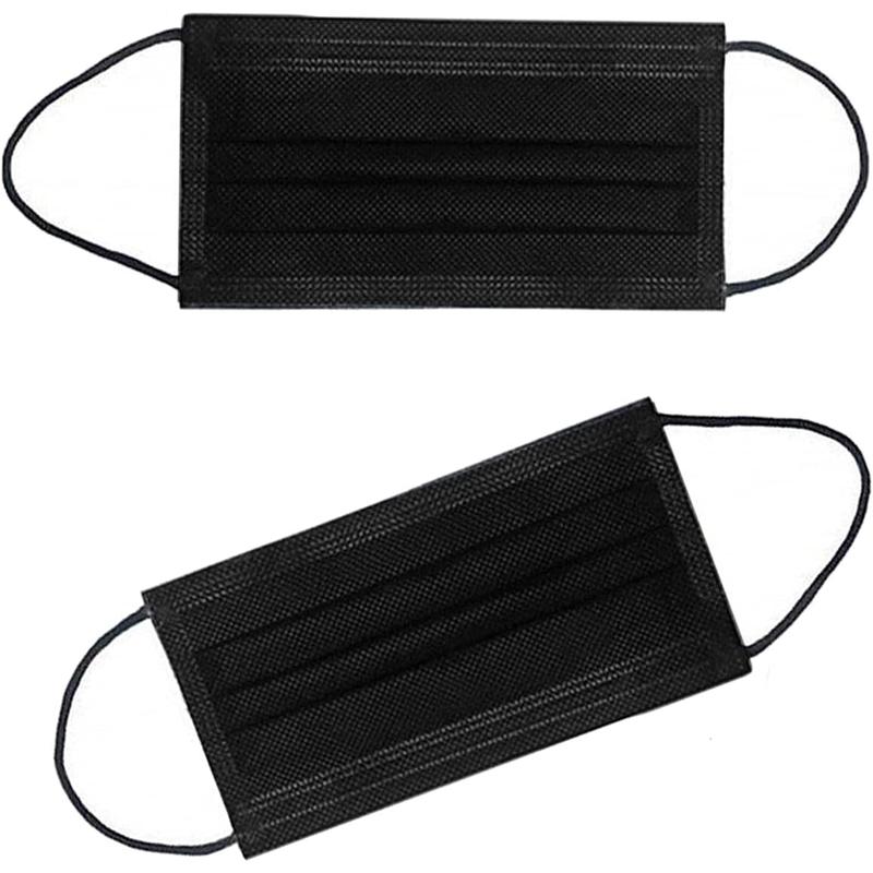 NNPCBT 100PCS 3 Ply Black Disposable Face Mask Filter Protection Face Masks NNPCBT
