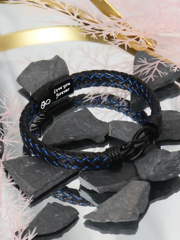 Fashion Letters Pattern Braided Bracelet with Gift Card, Knotted Bracelet for Son, Trendy All-match & Exquisite Jewelry for Birthday Gift