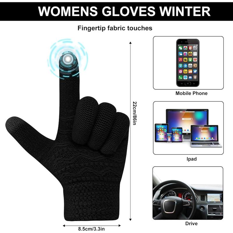 3 count Winter Beanie Hat Scarf Gloves Set for Women Thick Warm Knit Lined Skull Cap Neck Warmer Touch Screen Gloves