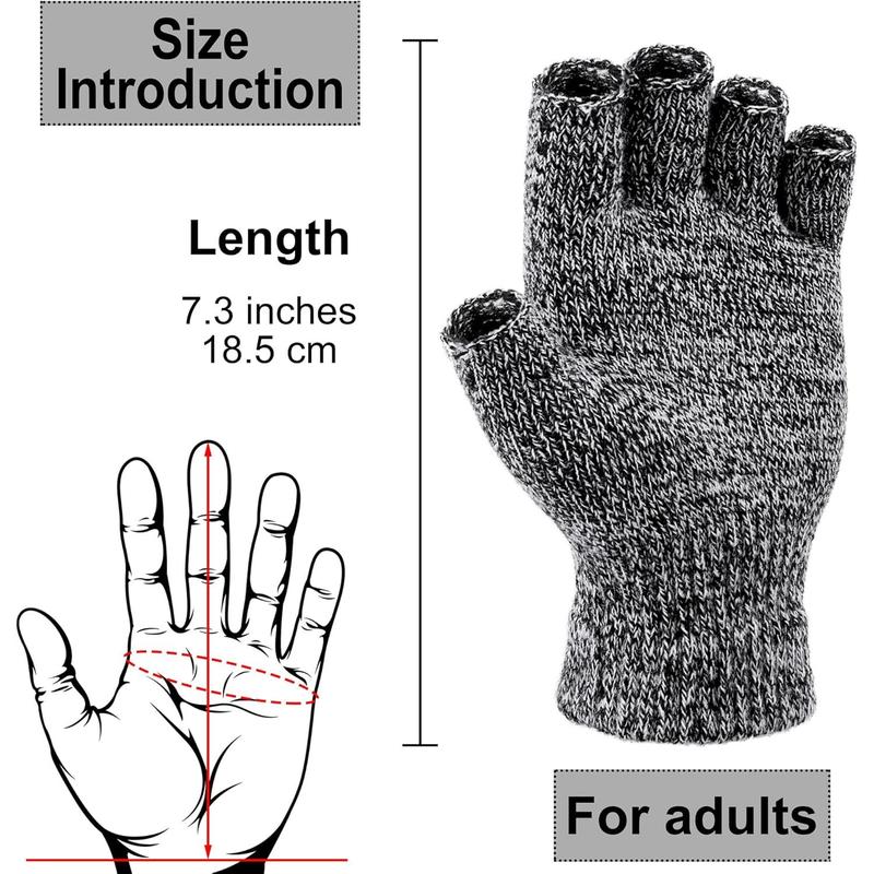 2 Pairs Thickened Cashmere Warm Half Finger Gloves Winter Knitted Fingerless Gloves for Men and Women