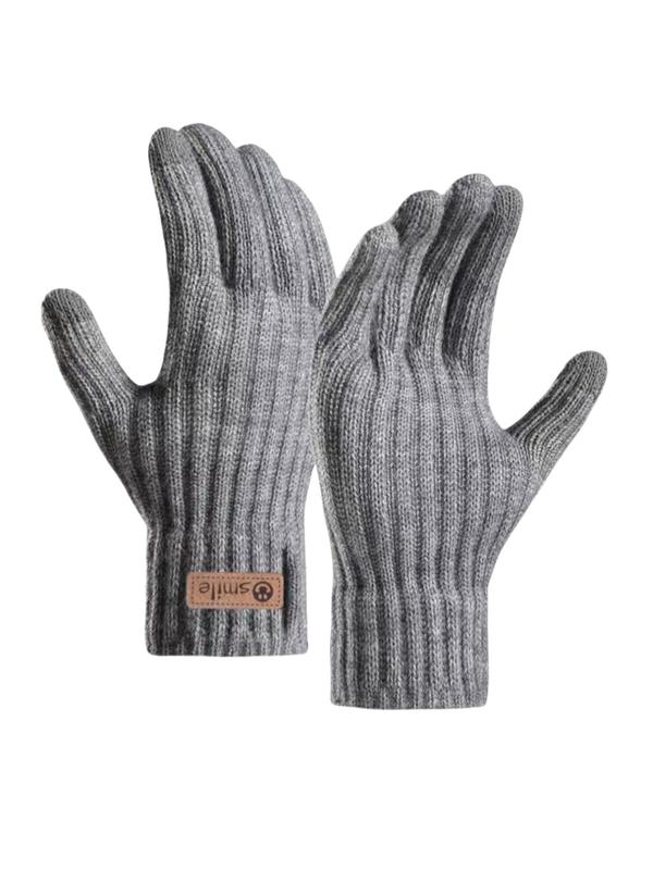 Men's Solid Finger Touch Screen Gloves, Casual Warm Gloves for Fall & Winter, Fashion Accessories for Men & Women
