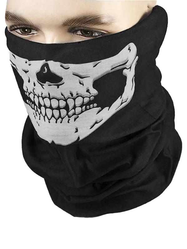 2024 Trendy Skull Print Face Mask, Breathable Face Covering, Anti-wind Face Mask for Men & Women, Fashion Matching Gothic Accessories for Party, Outdoor Activities