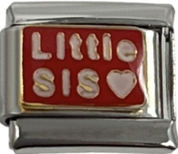 Italian Charm Link Little Sis Red 9mm Unisex