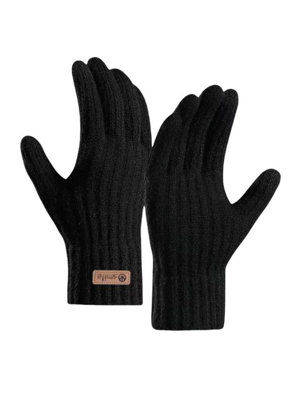 Men's Solid Finger Touch Screen Gloves, Casual Warm Gloves for Fall & Winter, Fashion Accessories for Men & Women