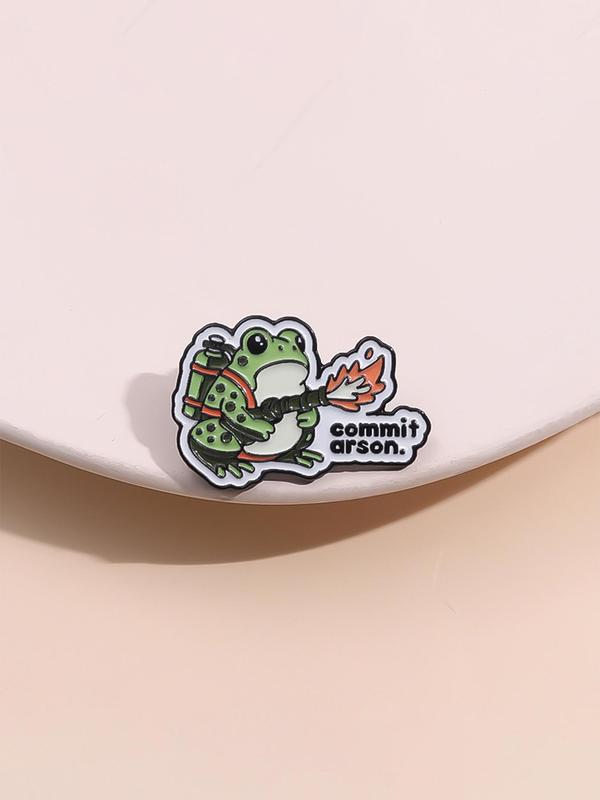 Cartoon Frog Design Brooch, Cute Frog with Fire Extinguisher Design Brooch, Fashion Accessories for Women & Men, Creative Gift for Friends