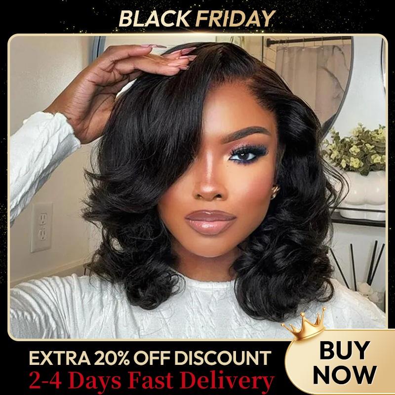 West Kiss Pre Cut Glueless Short Bob Wig Ready Go Body Wave 7x4 Closure Bob Wig Pre Bleached Body Wave 7x5 Bob Wig Pre Plucked With Baby Hair