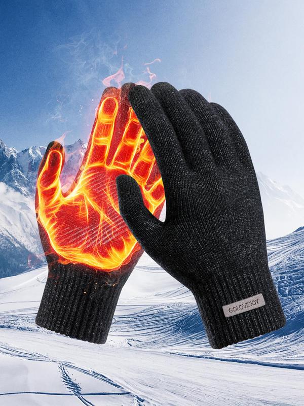Men's Solid Color Touch Screen Gloves, Casual Non-slip Warm Gloves for Fall & Winter, Fashion Accessories for Men