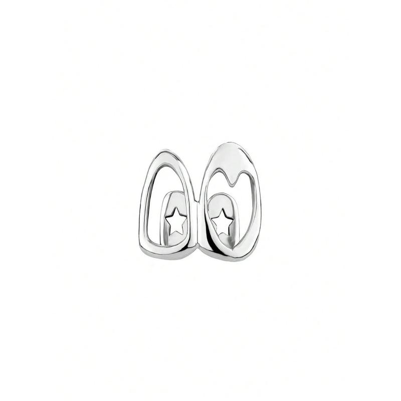 Fashion New Style Hollow Golden Side Tooth Decor Niche Design Double Hollow Heart Shaped Teeth Decor Hip Hop Punk Style for Women, Music Festival, Party, Holiday, Couples Gift