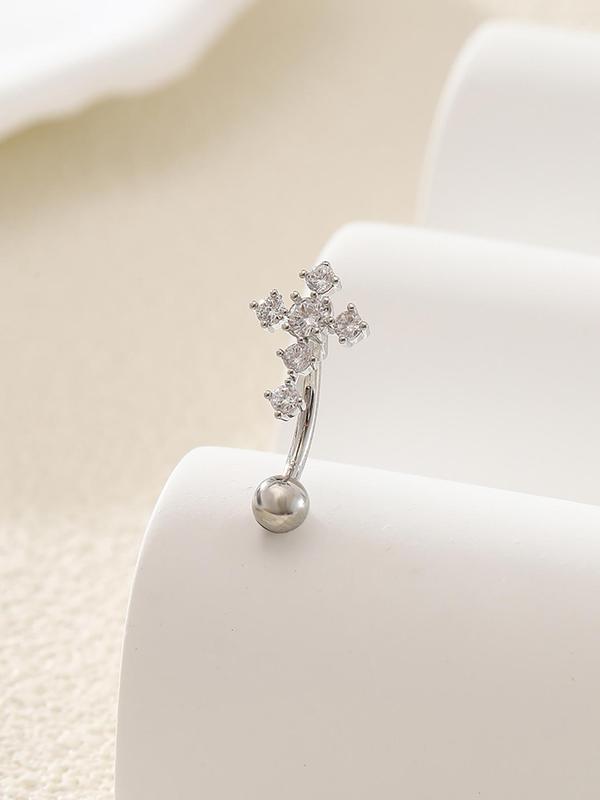 Rhinestone Decorated Belly Button Ring, Cross Design Belly Piercing for Women & Girls, Pierced Navel Nails for Party, Daily Clothing Decor, Trendy All-match & Exquisite Jewelry for Birthday Gift