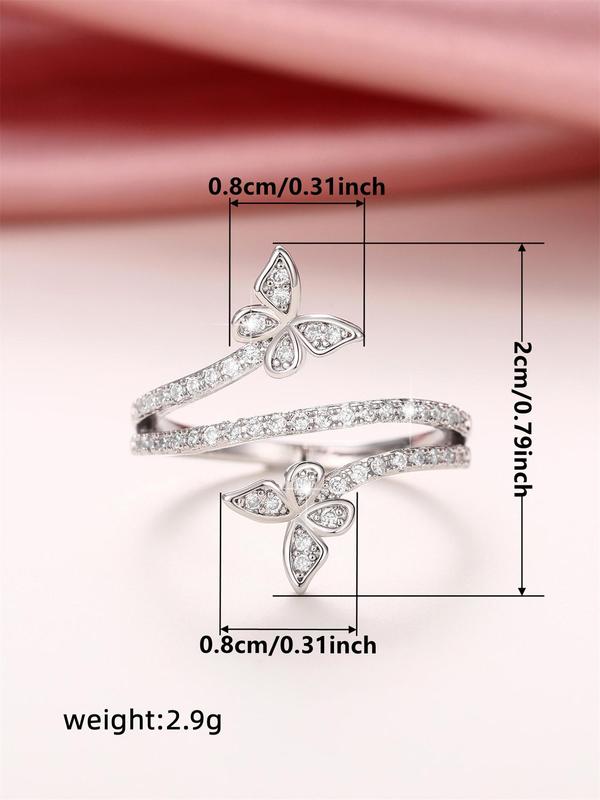 Butterfly Design Rhinestone Decorated Ring, Fashion Accessories for Women for Party, Daily Clothing Decor, Wedding Engagement Anniversary Party Jewelry Gifts, for Fall Fall