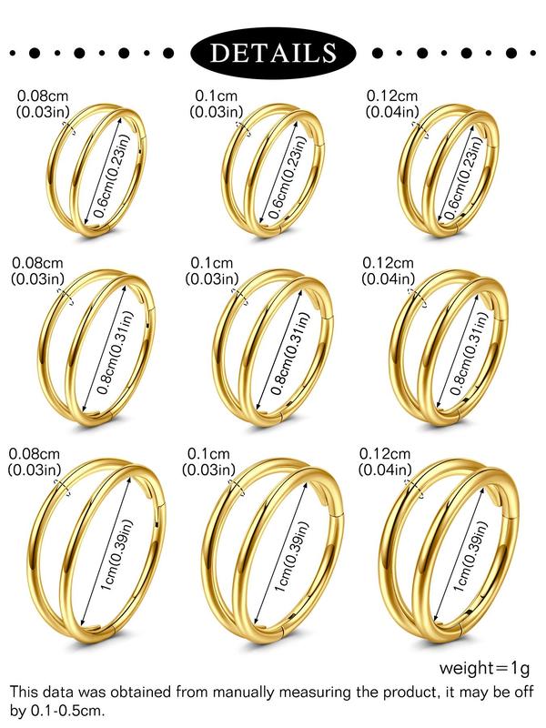 Stainless Steel Double Ring Nose Ring, Tiered Layer Design Nose Ring, Fashion Jewelry for Women & Men, Trendy All-match & Exquisite Jewelry for Birthday Gift