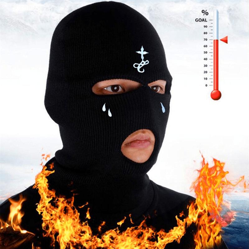 2pcs Soft & Warm Embroidered Knit Balaclava Face Mask - Ultimate Winter Sports & Outdoor Companion with 3-Hole Design, Unique Gift Idea for Friends and Family