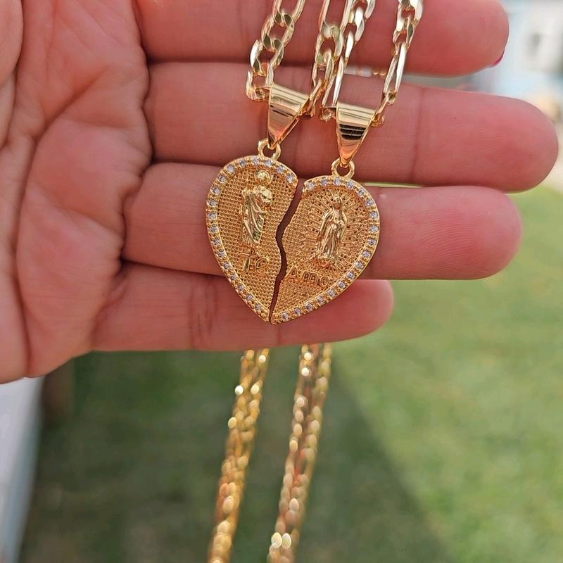 Te amo corazon necklace con virgen y san judas