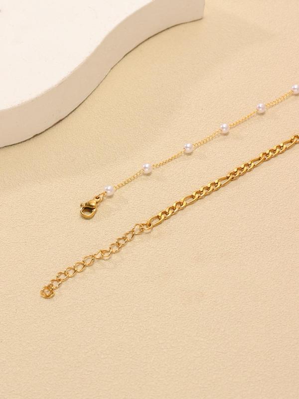 Women's Elegant Faux Pearl Decorated Anklet, Exquisite Trendy Anklet Bracelet, Fashionable Body Jewelry for Women & Girls