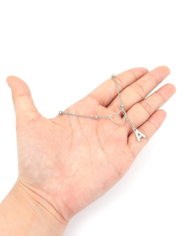 Letter Heart Design Pendant Necklace for Women, Rhinestone Decor Stainless Steel Jewelry for Gift, Elegant All-match Fashion Accessories for Daily Wear Fall