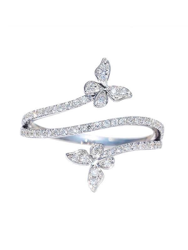 Butterfly Design Rhinestone Decorated Ring, Fashion Accessories for Women for Party, Daily Clothing Decor, Wedding Engagement Anniversary Party Jewelry Gifts, for Fall Fall