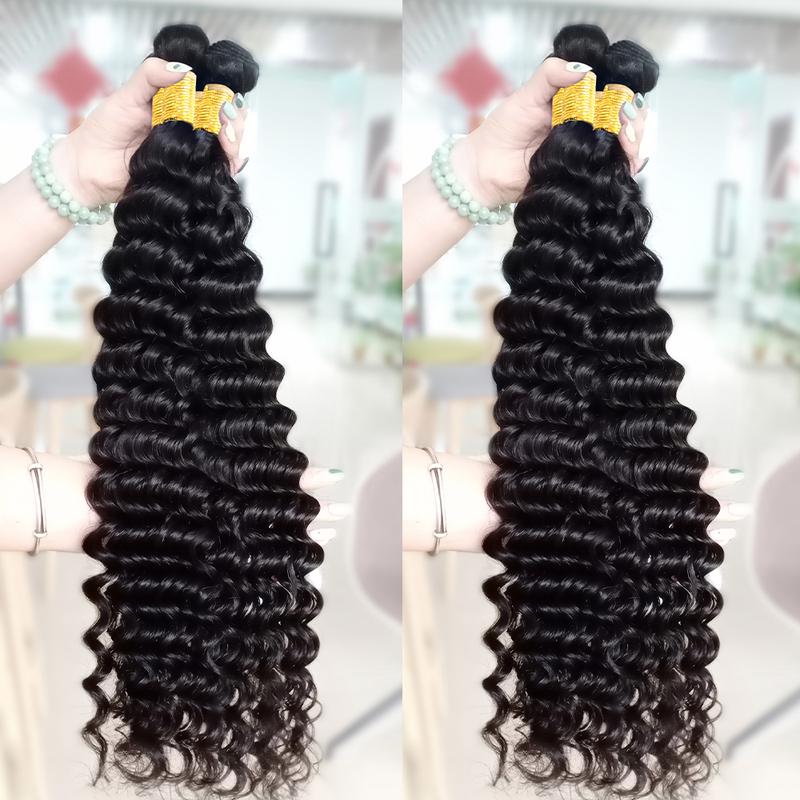 Brazilian Deep Wave Bundles with Closure Human Hair Bundles with 4x4 Lace Closure Unprocessed Virgin Human Hair 3 4 Bundles with Closure