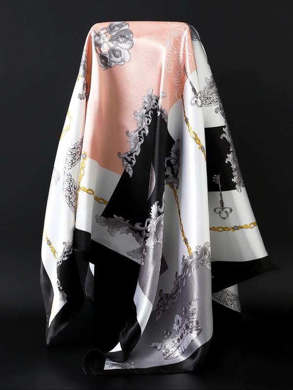 Fashionable Scarf, Chain Print Square Scarf for Women & Men, Casual Versatile Scarf for Daily Wear, Fashion Accessories for Party, Daily Clothing Decor