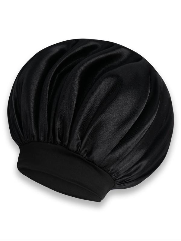 Women's Simple Style Solid Color Satin Night Cap, Hair Care Cap with Ruched Design for Sleeping, Soft Elastic Hair Cap for Daily Use
