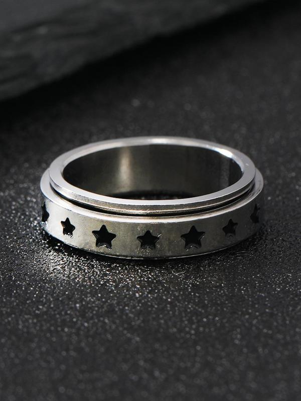 Unisex Cute Hollow out Star Decorated Ring,  Casual Trendy Ring, Fashionable Jewelry for Daily & Party Decoration