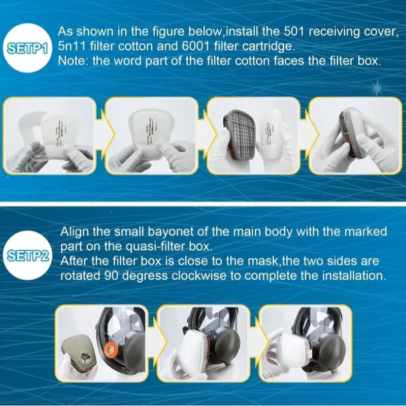 7 in 1 Full Face Mask, Reusable Dustproof Face Mask, Anti-chemical Paint Mask, Easy To Pull-in Silicone Sealed Mask for Outdoor Sports, Face Care Products