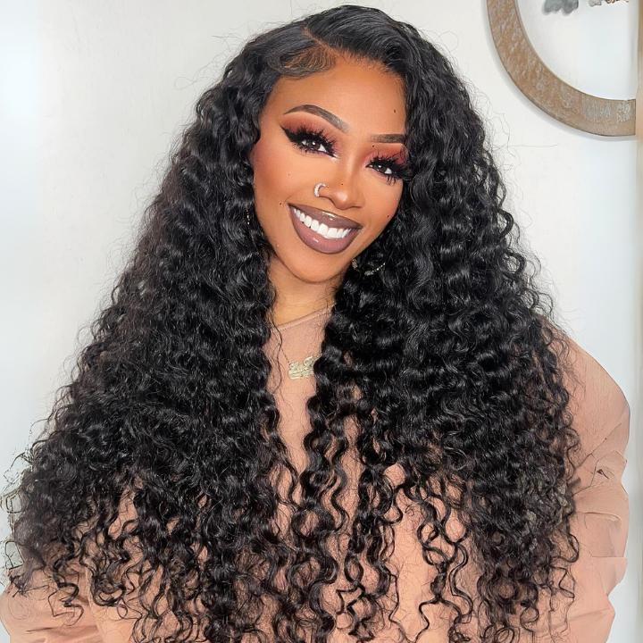 Amanda Hair Glueless Curly Human Hair Wig 13x4 Frontal lace 6x4 closure Long Curly Water Wave Wig