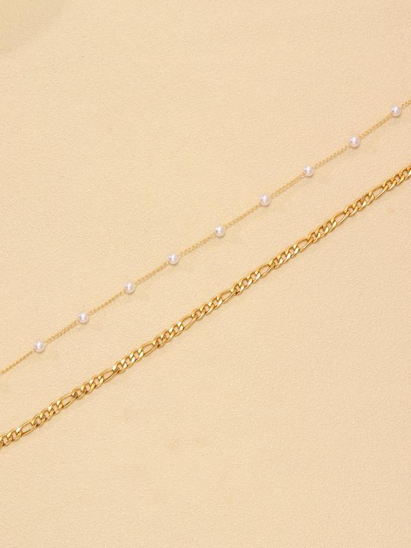 Women's Elegant Faux Pearl Decorated Anklet, Exquisite Trendy Anklet Bracelet, Fashionable Body Jewelry for Women & Girls