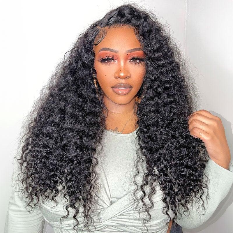 Amanda Hair Glueless Curly Human Hair Wig 13x4 Frontal lace 6x4 closure Long Curly Water Wave Wig