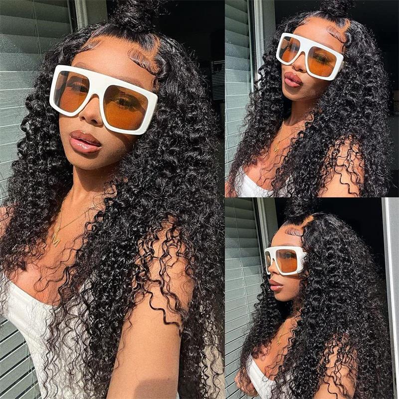 Amanda Hair Glueless Curly Human Hair Wig 13x4 Frontal lace 6x4 closure Long Curly Water Wave Wig