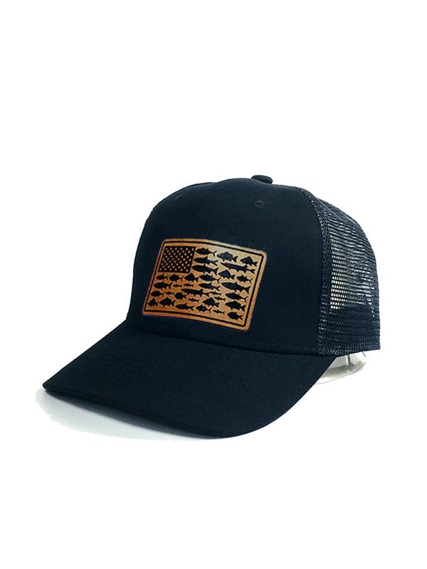 Unisex American Flag & Fish Print Trucker Hat, Colorblock Baseball Cap, Casual Outdoor Sports Hat for Men & Women, Fashion Accessories for Daily Wear