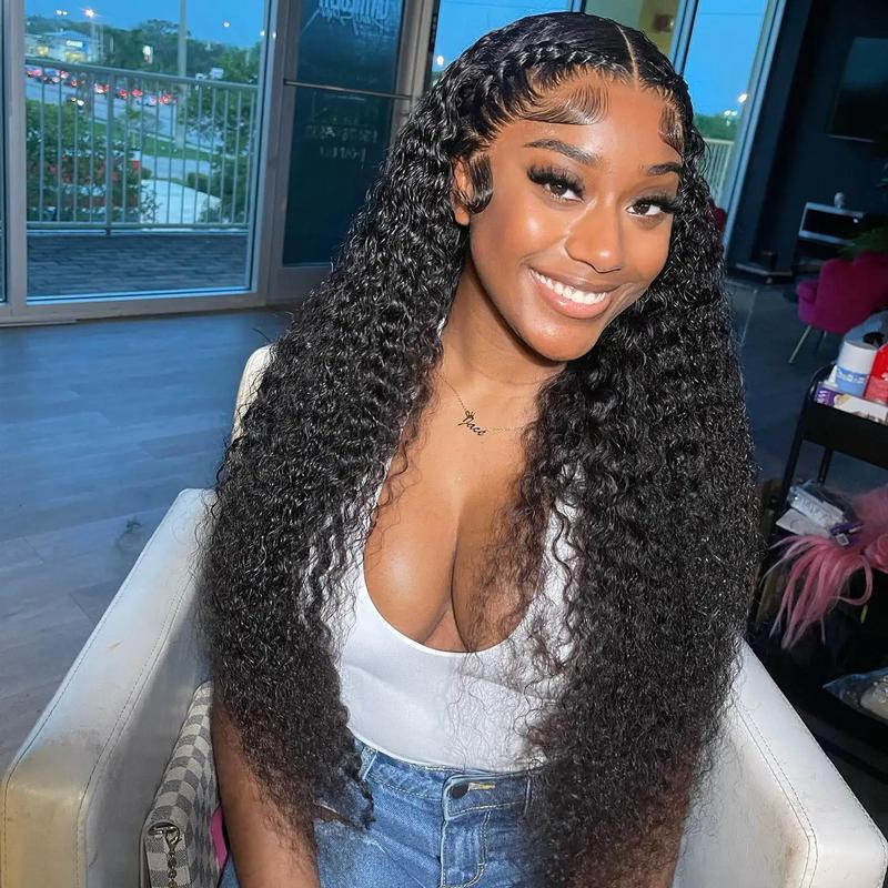 Amanda Hair Glueless Curly Human Hair Wig 13x4 Frontal lace 6x4 closure Long Curly Water Wave Wig