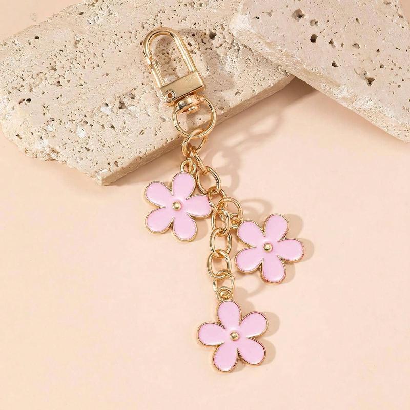 Flower Pendant Keychain, Summer Car Flower Keychain Pendant, Cute Car Decoration for Women and Girls, Car Accessories