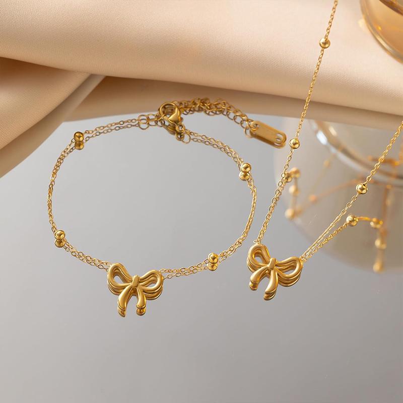 Bow Necklace Bow earrings Bow Ring  set for women - bracelet Birthday, holiday, date wear gifts