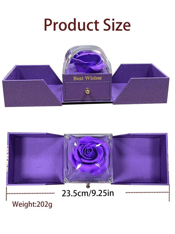 Hollow Out Heart Design Couple Ring with Gift Box, Elegant Rose Gift Box Engagement Ring, Fashion Accessories for Women & Men