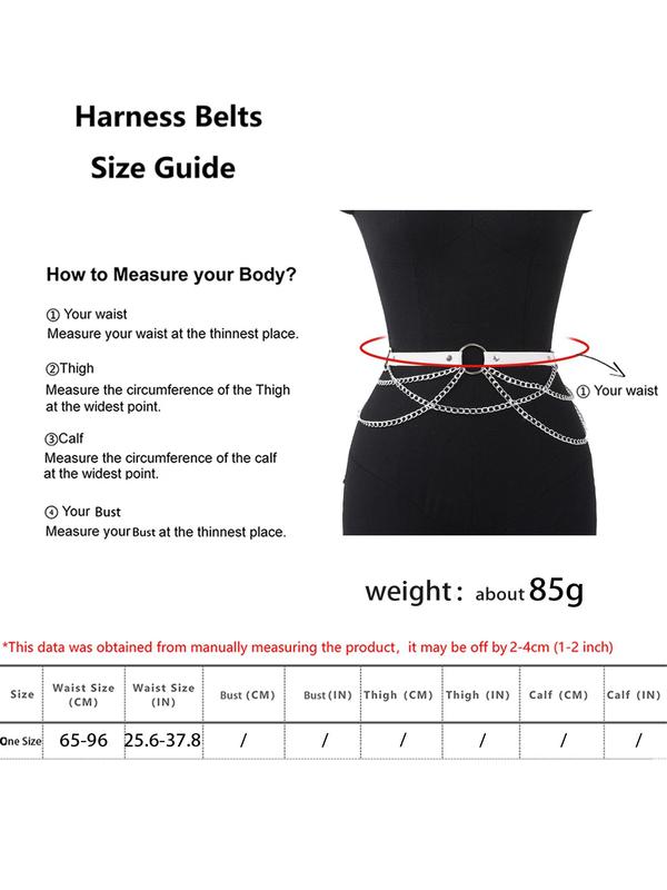 Women's Fashion Chain Decorated PU Buckle Belt, Studded Decor O-ring Tiered Layered Design Belt for Dress, Fashion Accessories for Party, Daily Clothing Decor