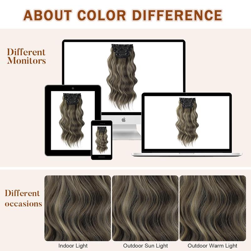 Clip in Hair Extensions Black Mix Blonde Long Hair Extensions Clip Ins Soft Synthetic Hairpieces for Women