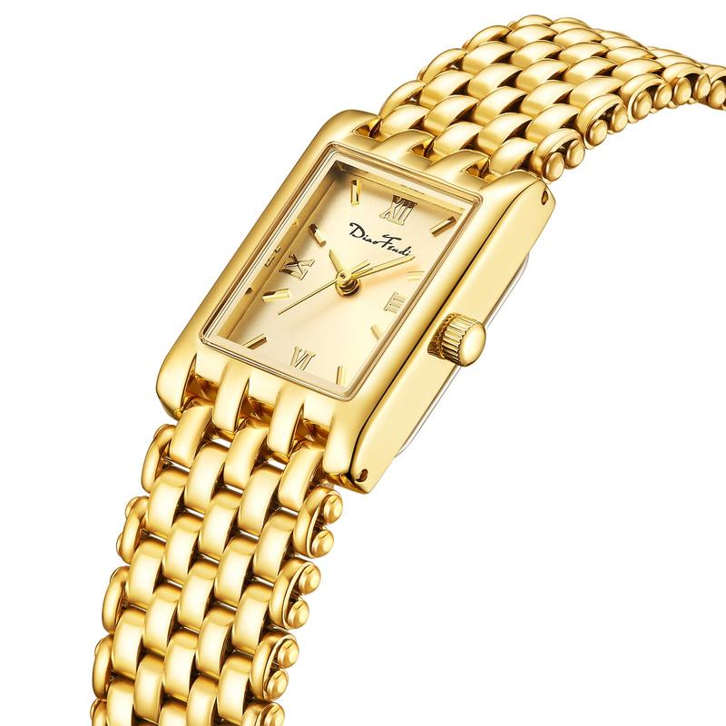 Diaofendi Small Gold Watches for Women Vintage Ladies Quartz Wrist Watches Stainless Steel Band Womens Gold Watch Luxury Bracelet Tools Included