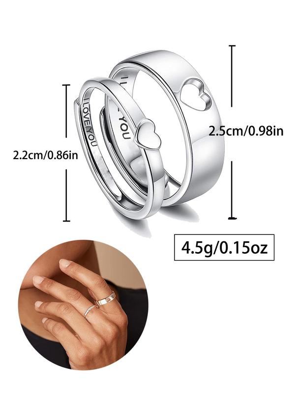 Hollow Out Heart Design Couple Ring with Gift Box, Elegant Rose Gift Box Engagement Ring, Fashion Accessories for Women & Men
