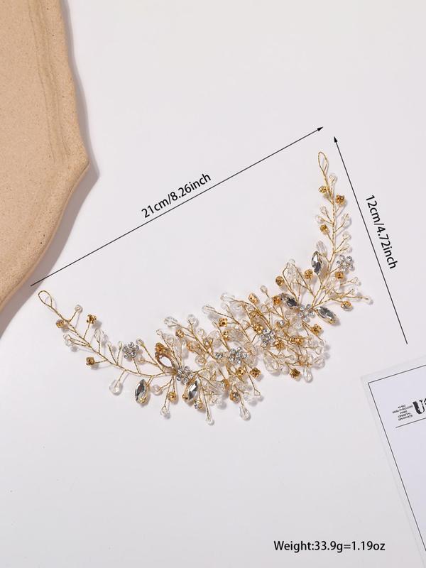 Rhinestone Decorated Flower Design Headband for Wedding, Bridal Party Favor Hair Accessory, Trendy Luxury Hairwear for Banquet & Wedding Party
