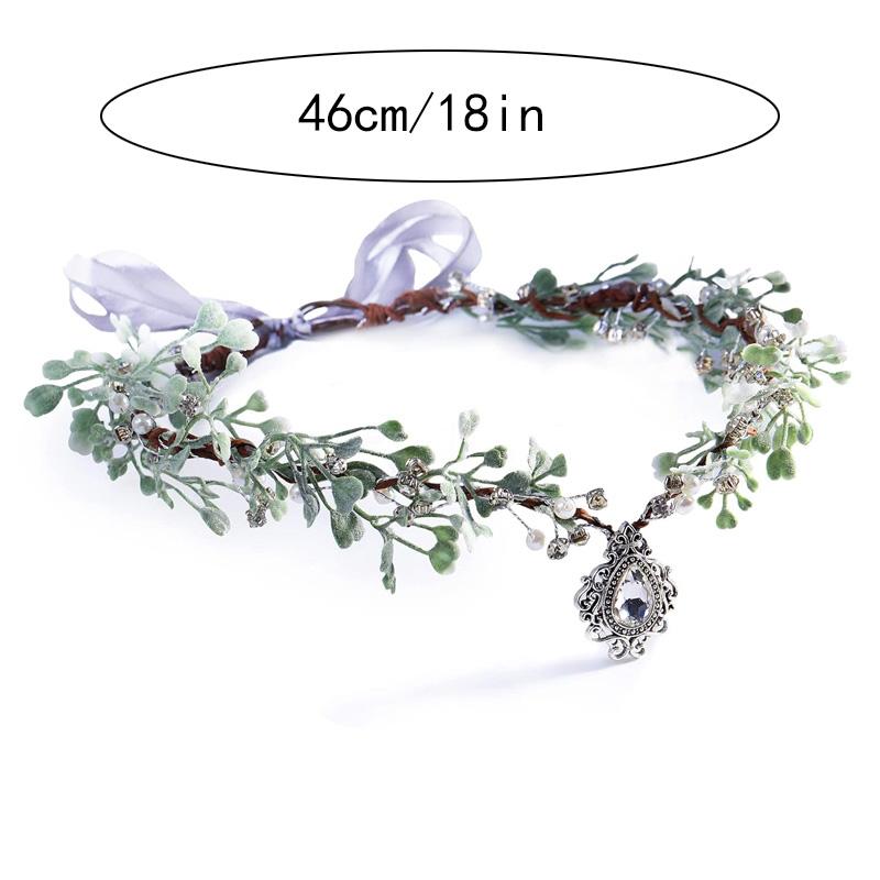 1pcs Handmade Fairy Flower Crown - Elf Headpiece Floral Headband Woodland Circlet Forest Tiara For Women Renaissance Christmas Wedding Cosplay Party Green