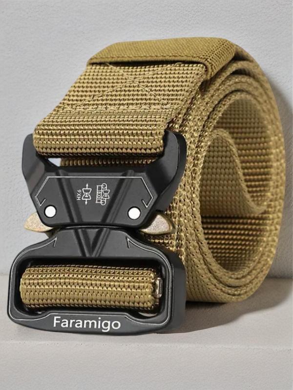 Solid Color Nylon Tape Belt for Men and Women, Quick Release Buckle Belt, Military Tactical Belt, 2024 Matching Outfit for Back To School, Fall Outfits, Earthtone Fall Freshness