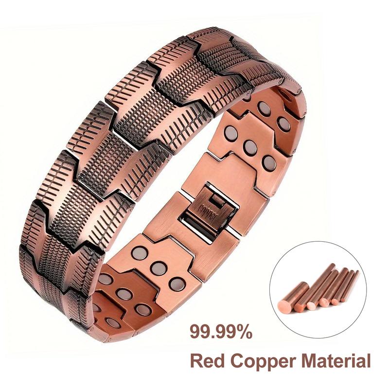 3x Men's Copper Bracelet Triple Super Strong Magnet, 99.99% Pure Copper Magnetic Bracelet with Adjustable Size Tool, Men's Valentine's Day Jewelry Gift