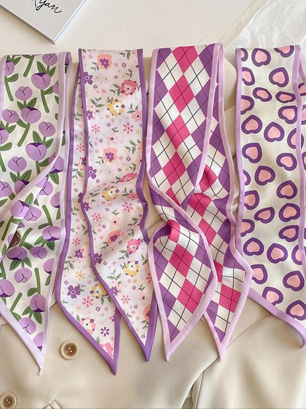 Boho Style Hair Bands, Simple Floral & Heart & Plaid Print Hair Band, Multi-use for Daily Life and Vacation