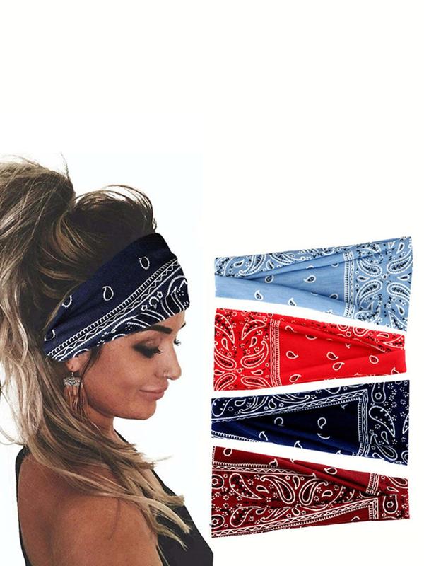 Paisley Pattern Twist Design Sports Hair Band, Breathable Sweat-absorbing Hair Band for Women, Sport Hair Band for Gym Workout Running