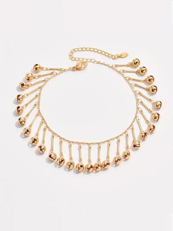 Women's Elegant Chunky Chain Anklet with Bell Shape Pendant, Exquisite Trendy Tiered Layer Design Anklet, Fashionable Jewelry for Women & Girls for Daily & Party Decoration
