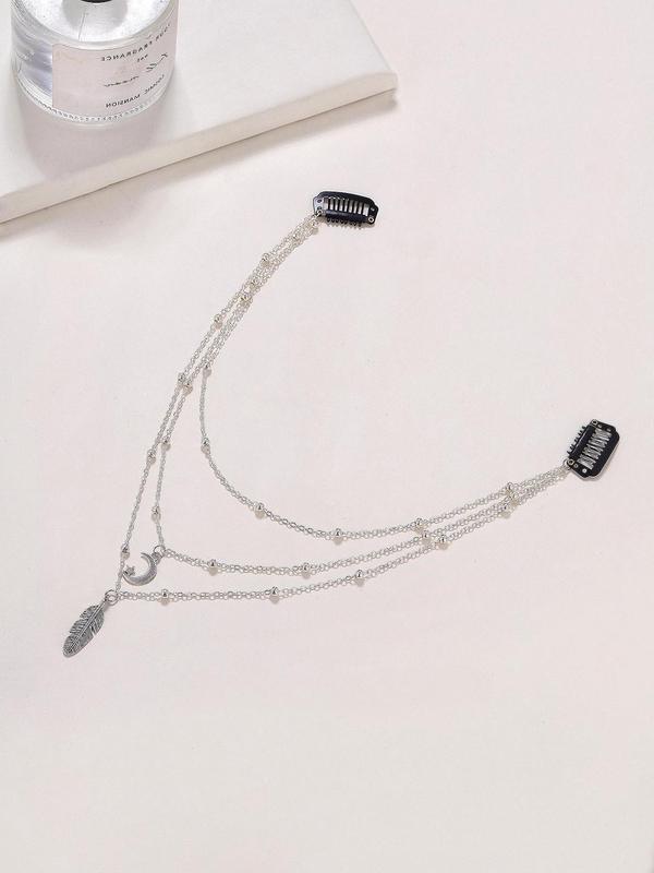 Multi-layer Tassel Moon & Feather Rhinestone Decor Hair Band, Retro Ethnic Style Hair Band, Elegant Fashion Hair Accessories for Women and Girls, Exquisite Hair Accessories As Birthday Gift